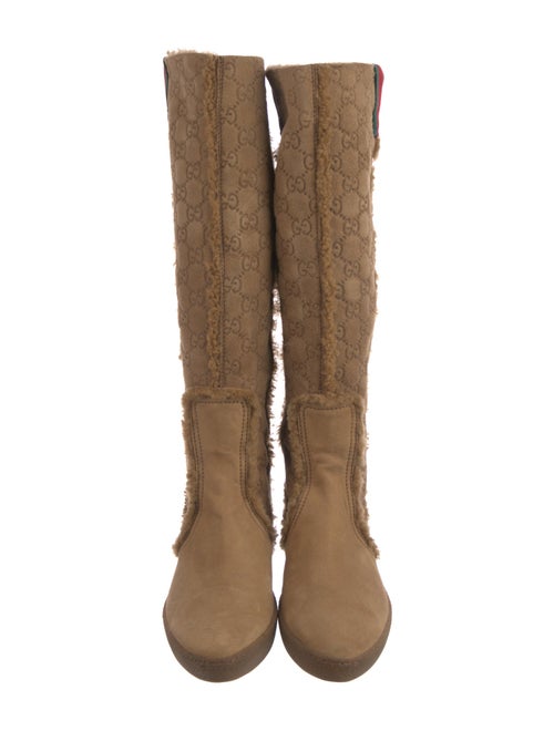 Gucci Web Accent Suede Riding Boots