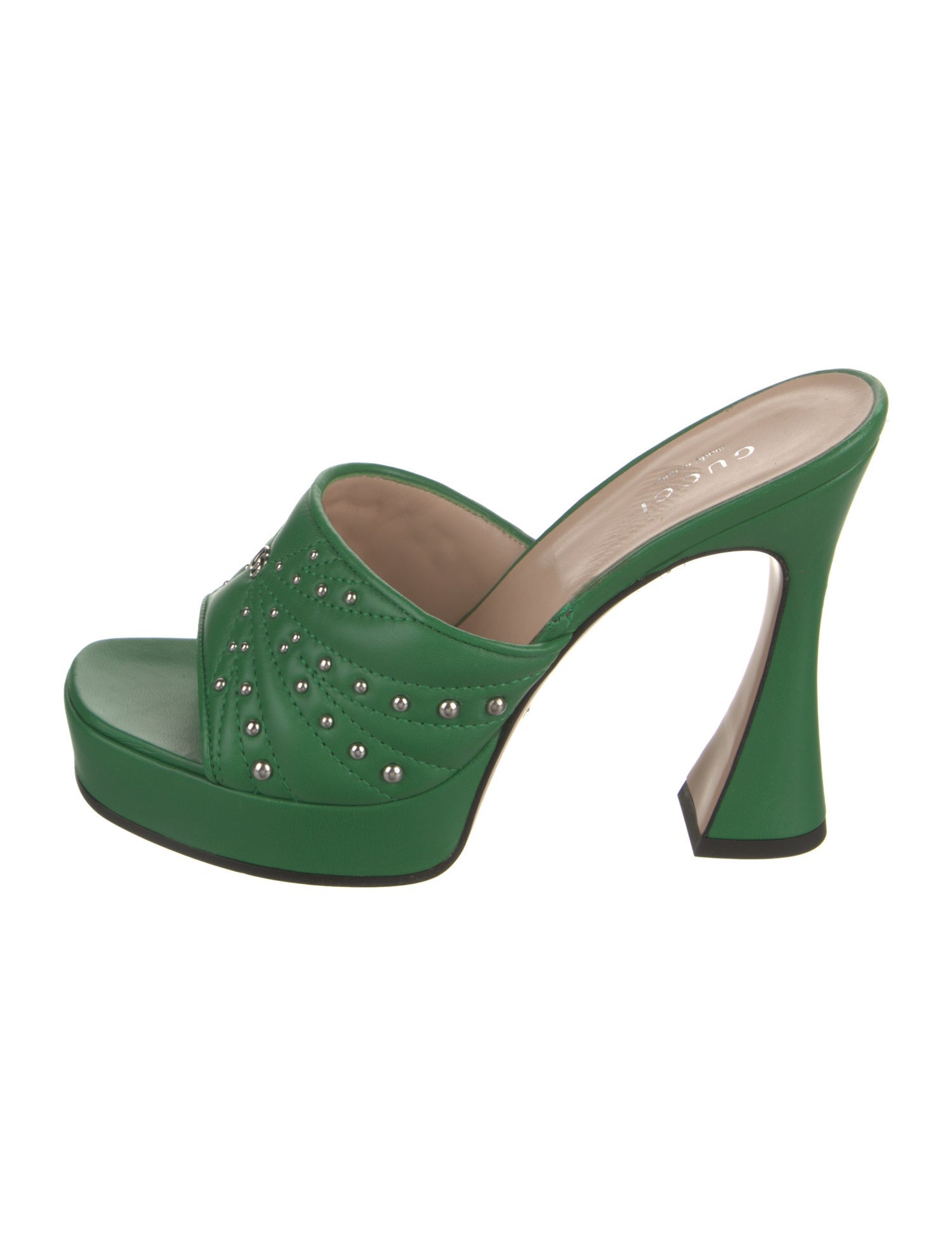 Gucci Double G Logo Leather Slides