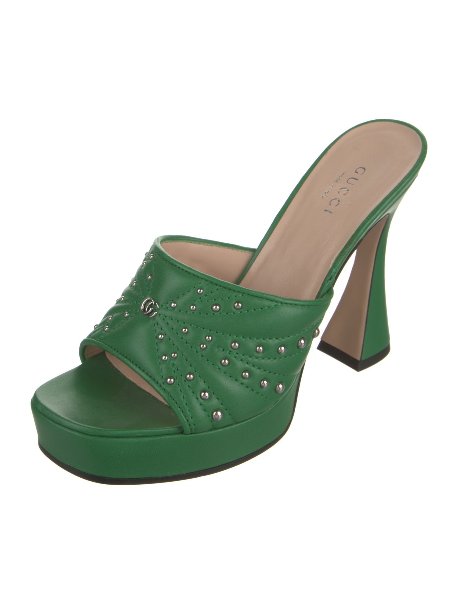 Gucci Double G Logo Leather Slides