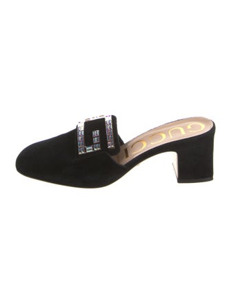 Gucci Velvet Crystal Embellishments Mules