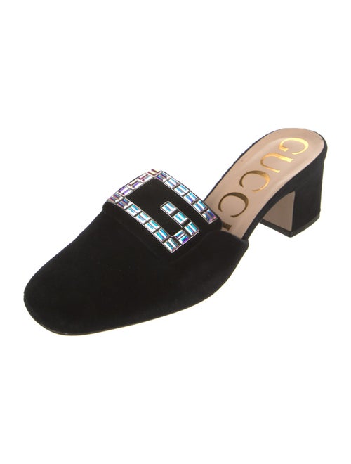 Gucci Velvet Crystal Embellishments Mules