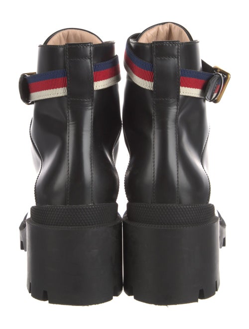 Gucci Sylvie Web Accent Leather Combat Boots