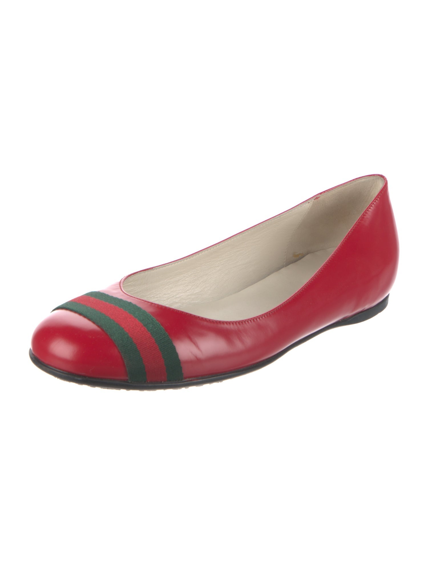 Gucci Web Accent Leather Ballet Flats