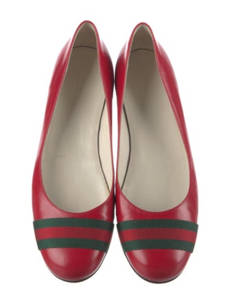 Gucci Web Accent Leather Ballet Flats