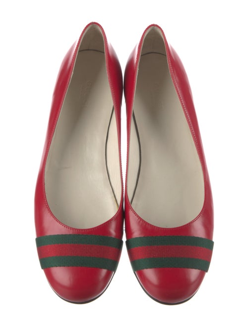 Gucci Web Accent Leather Ballet Flats