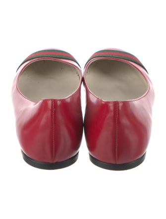 Gucci Web Accent Leather Ballet Flats
