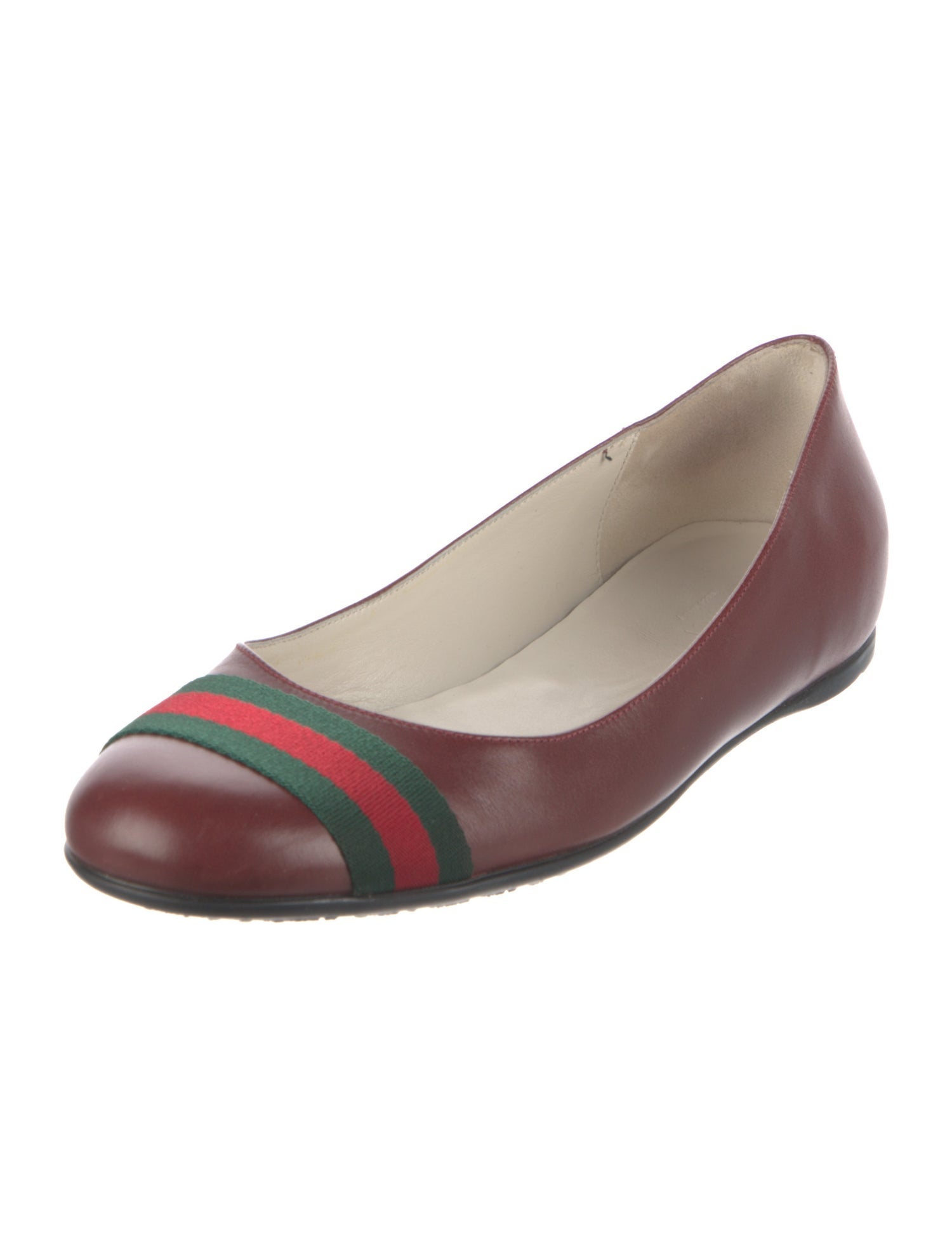 Gucci Web Accent Leather Ballet Flats