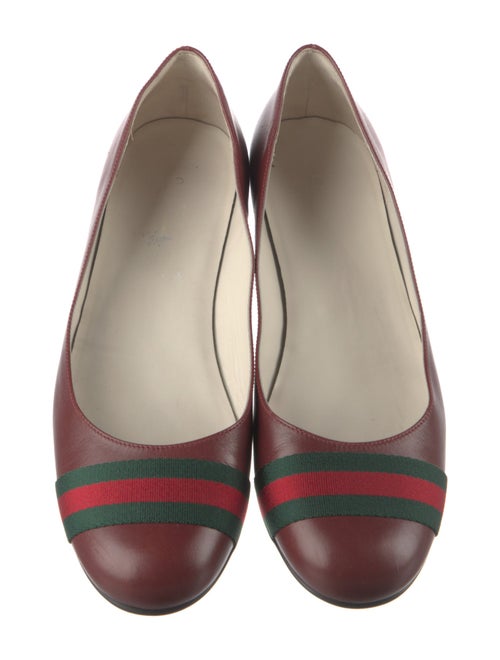 Gucci Web Accent Leather Ballet Flats