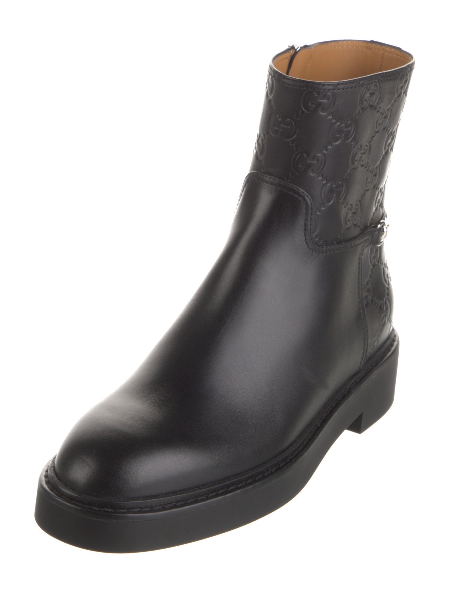 Gucci GG Signature Leather Moto Boots