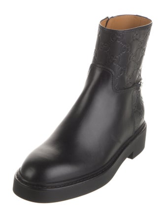 Gucci GG Signature Leather Moto Boots