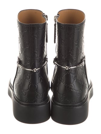 Gucci GG Signature Leather Moto Boots