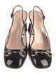 Gucci Horsebit Accent Patent Leather Slingback Pumps