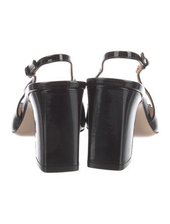 Gucci Horsebit Accent Patent Leather Slingback Pumps