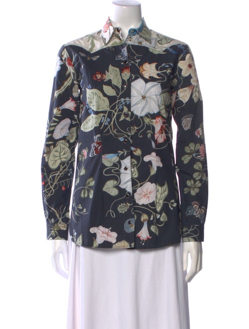 Gucci Floral Print Long Sleeve Button-Up Top