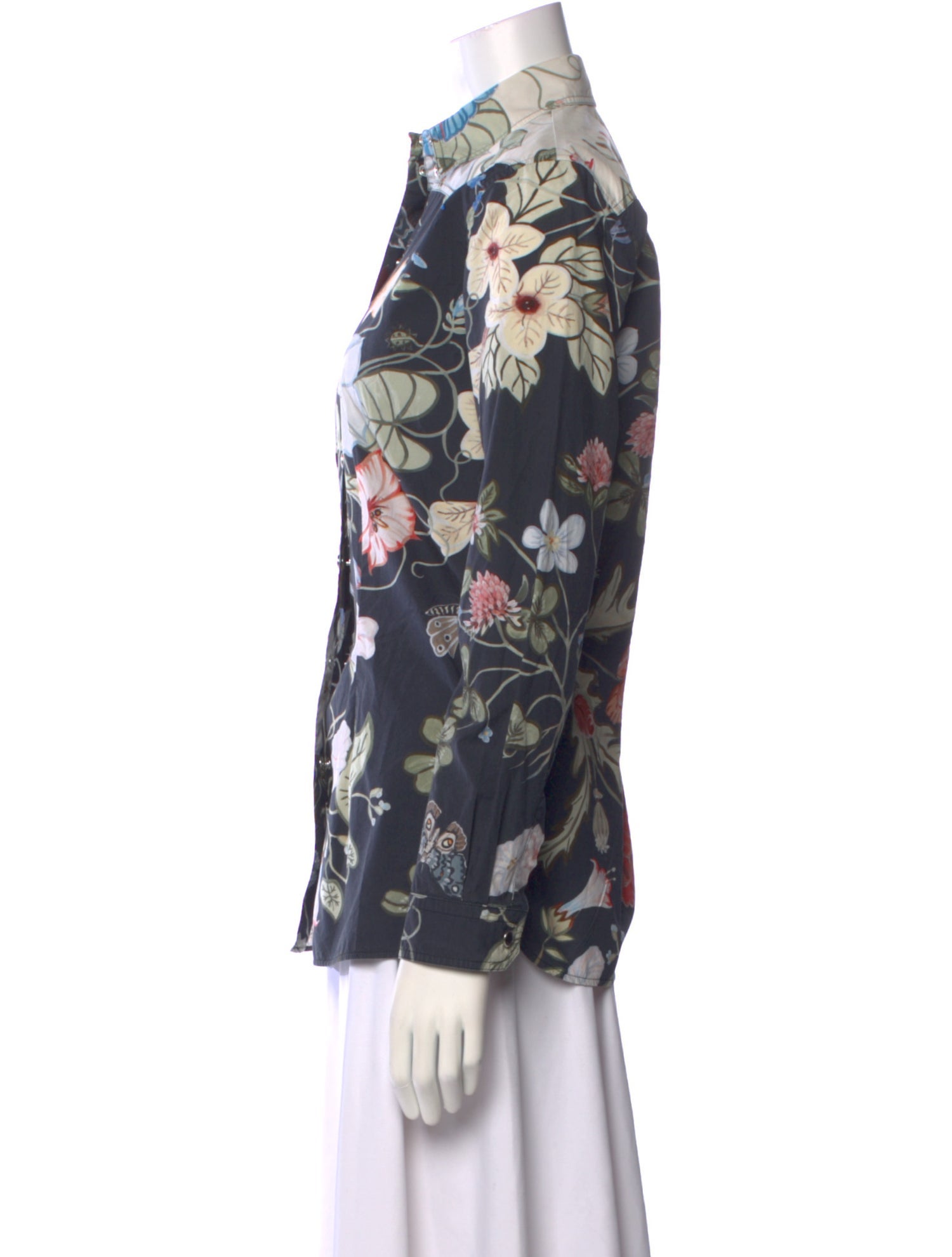 Gucci Floral Print Long Sleeve Button-Up Top