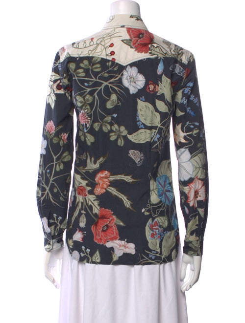 Gucci Floral Print Long Sleeve Button-Up Top