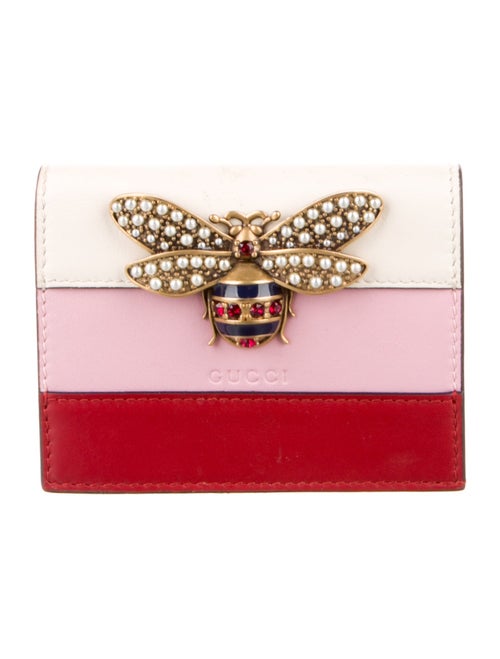 Gucci Faux Pearl Accents Leather Wallet