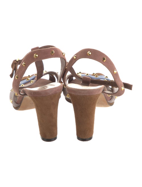 Gucci Spike Accents Suede T-Strap Sandals