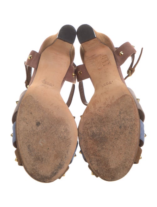 Gucci Spike Accents Suede T-Strap Sandals