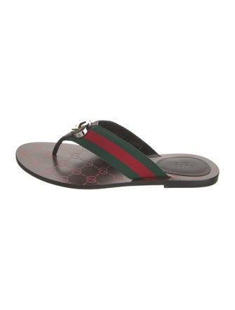 Gucci Web Accent Leather Slides