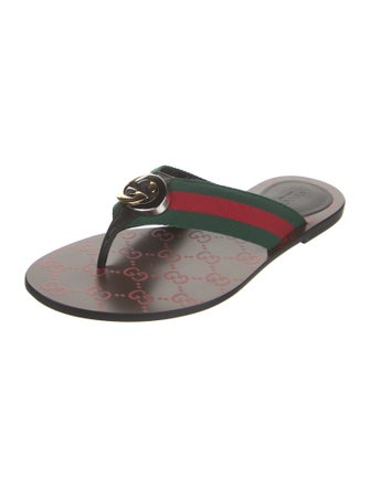 Gucci Web Accent Leather Slides