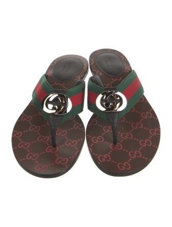 Gucci Web Accent Leather Slides