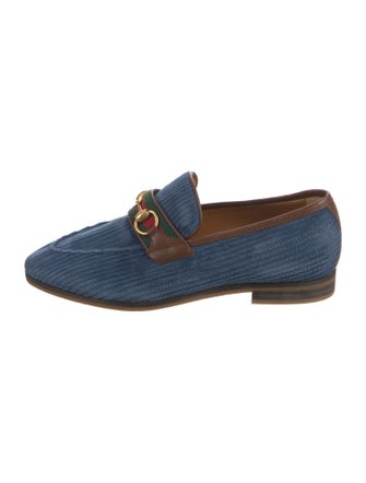 Gucci Web Accent Velvet Loafers