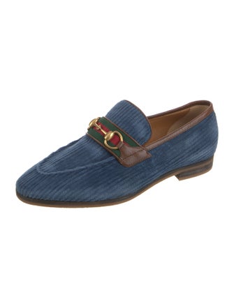 Gucci Web Accent Velvet Loafers