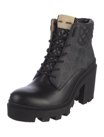 Gucci GG Supreme Leather Combat Boots