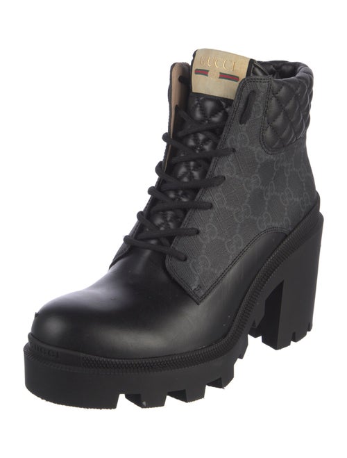 Gucci GG Supreme Leather Combat Boots