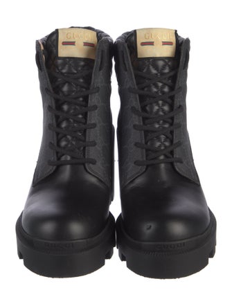 Gucci GG Supreme Leather Combat Boots