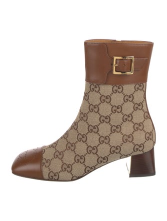 Gucci GG Canvas Leather Boots