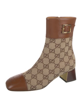 Gucci GG Canvas Leather Boots
