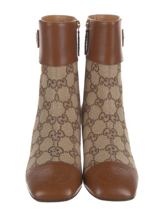 Gucci GG Canvas Leather Boots