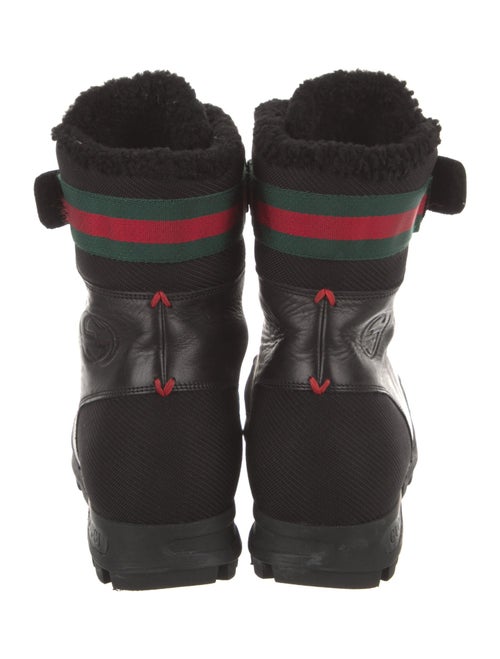 Gucci Web Accent Leather Hiking Boots
