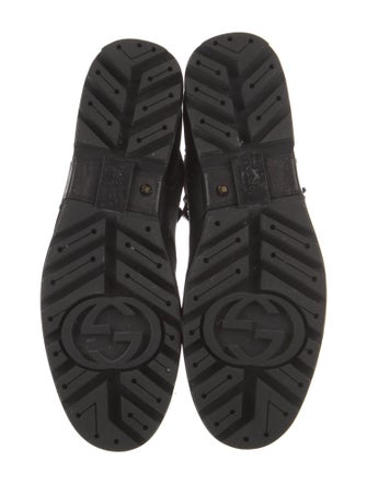Gucci Web Accent Leather Hiking Boots