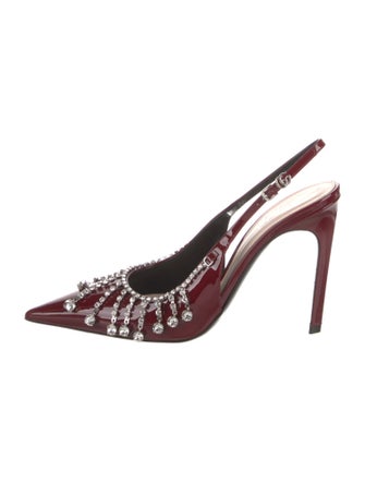 Gucci Horsebit Accent Patent Leather Slingback Pumps