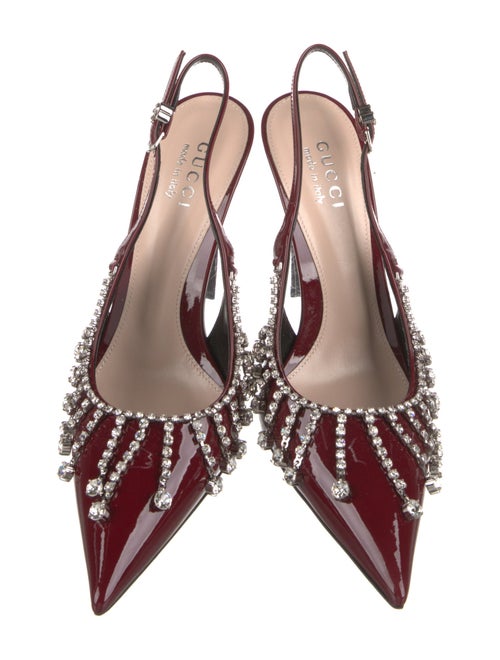 Gucci Horsebit Accent Patent Leather Slingback Pumps