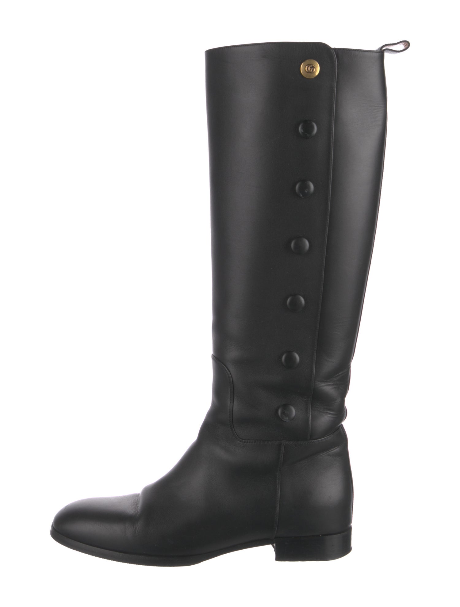 Gucci Double G Logo Leather Riding Boots