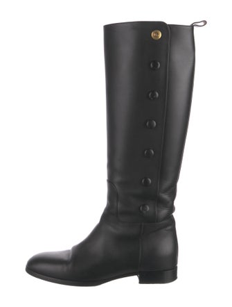 Gucci Double G Logo Leather Riding Boots