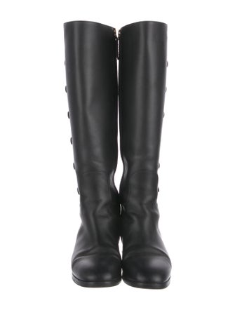 Gucci Double G Logo Leather Riding Boots