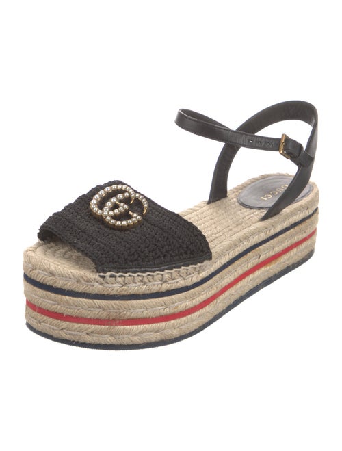 Gucci Faux Pearl Accents Leather Espadrilles