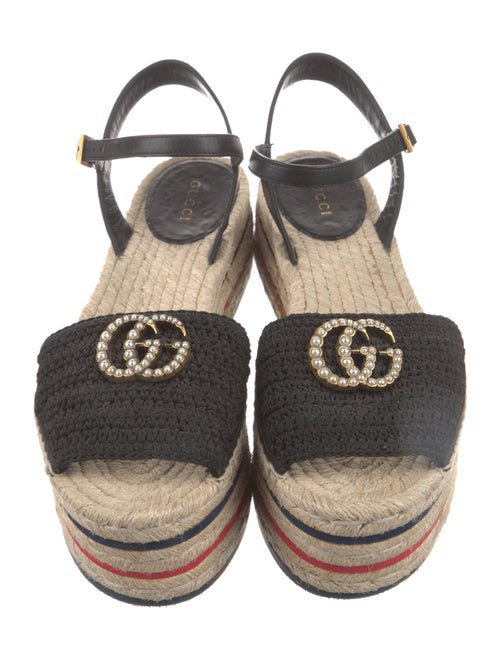 Gucci Faux Pearl Accents Leather Espadrilles