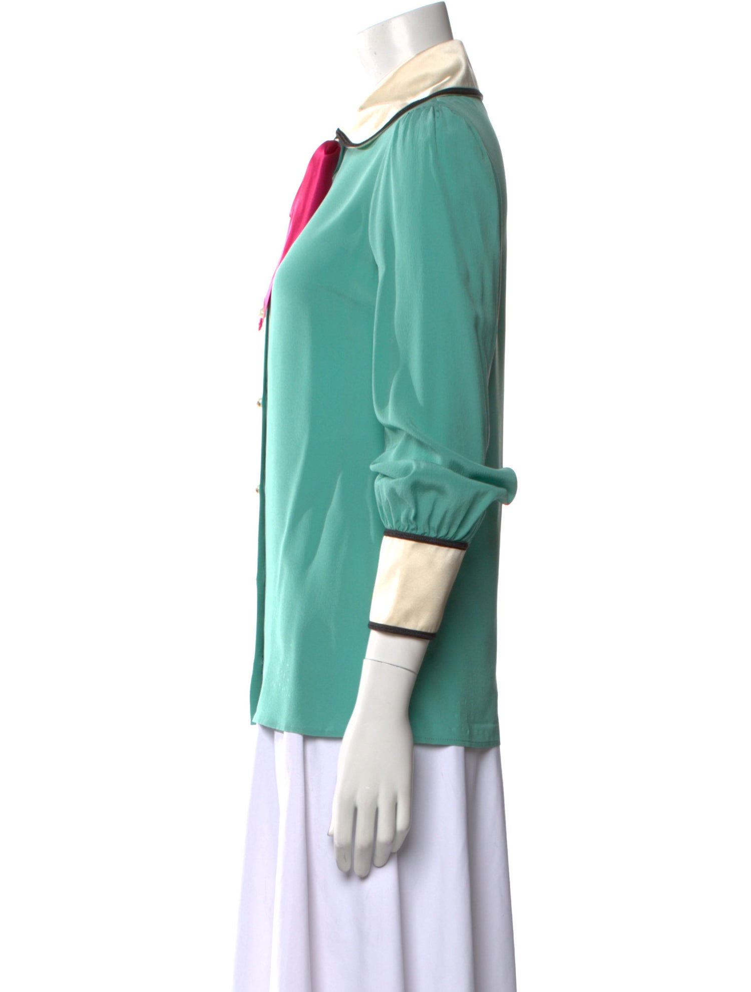 Gucci Silk Long Sleeve Button-Up Top