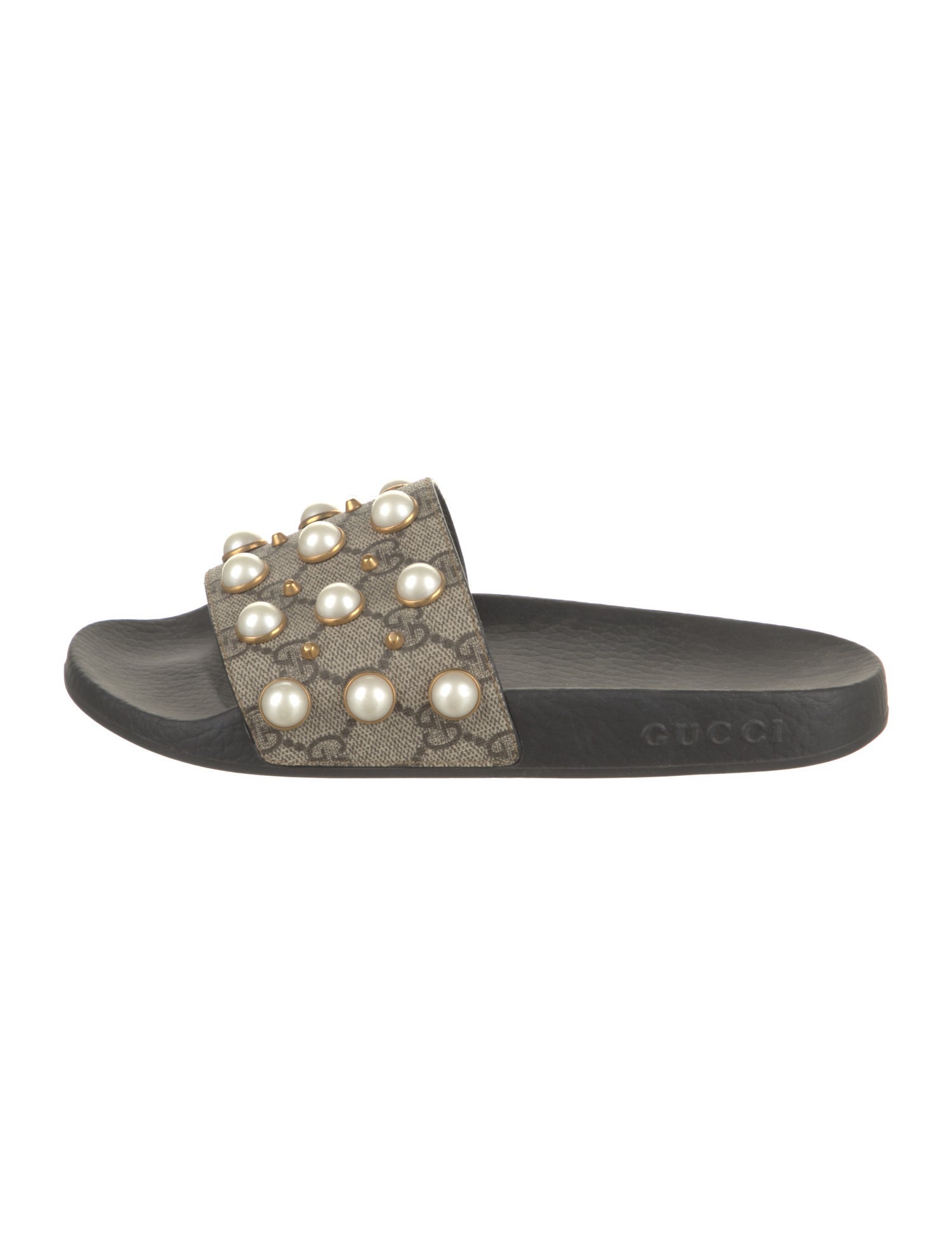 Gucci GG Supreme Studded Accents Slides