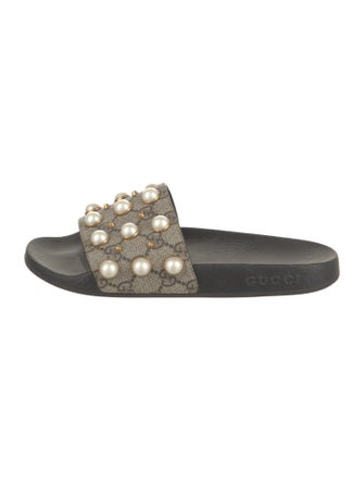 Gucci GG Supreme Studded Accents Slides