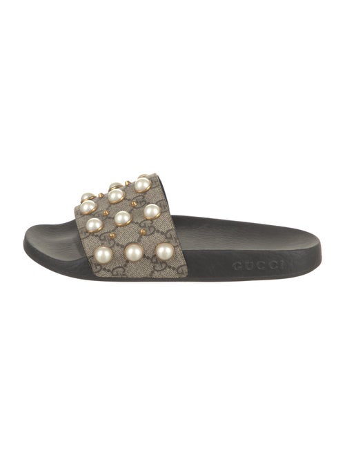 Gucci GG Supreme Studded Accents Slides