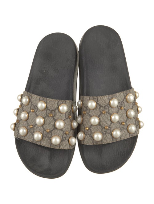 Gucci GG Supreme Studded Accents Slides