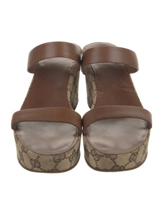 Gucci GG Canvas Leather Slides