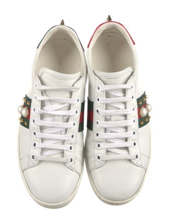Gucci Web Accent Leather Sneakers